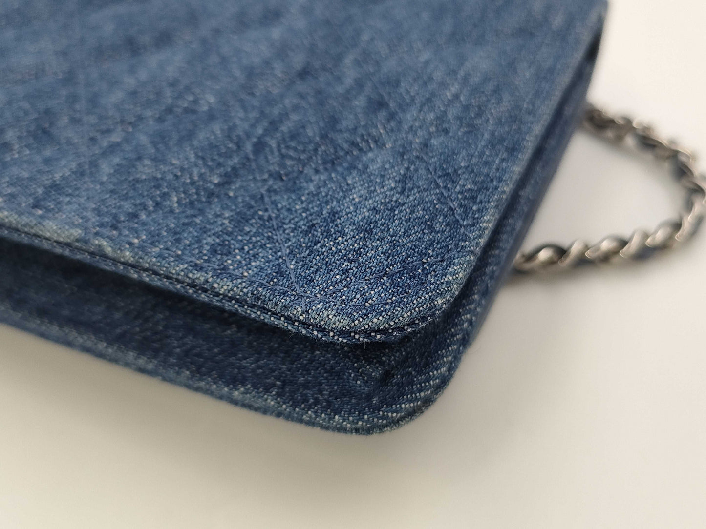 CHANEL CHANEL Matelasse Camellia Denim Chain Shoulder Wallet Bag