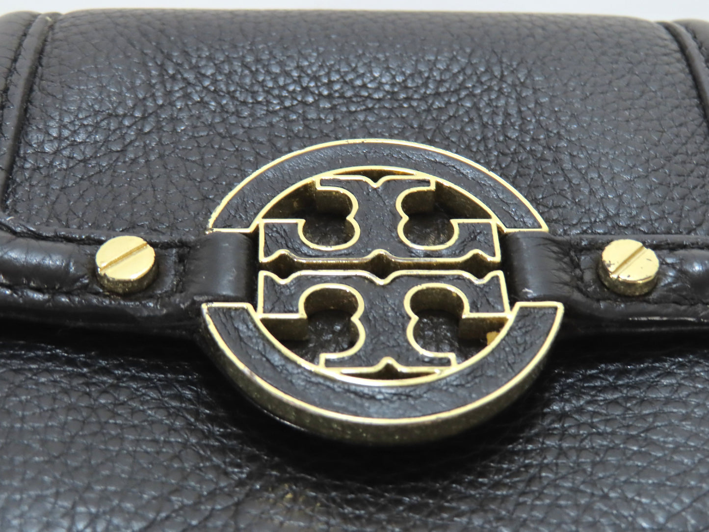 Tory Burch Logo Leather Tri-fold Wallet Black