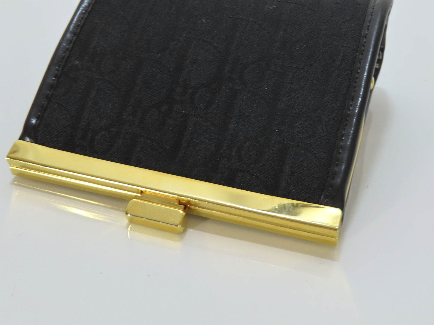 Christian Dior Trotter Nylon Canvas Clasp Wallet, Black