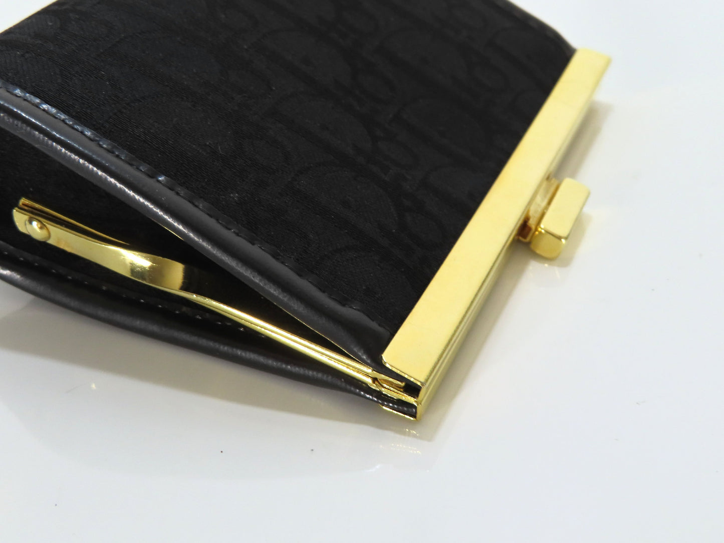 Christian Dior Trotter Nylon Canvas Clasp Wallet, Black