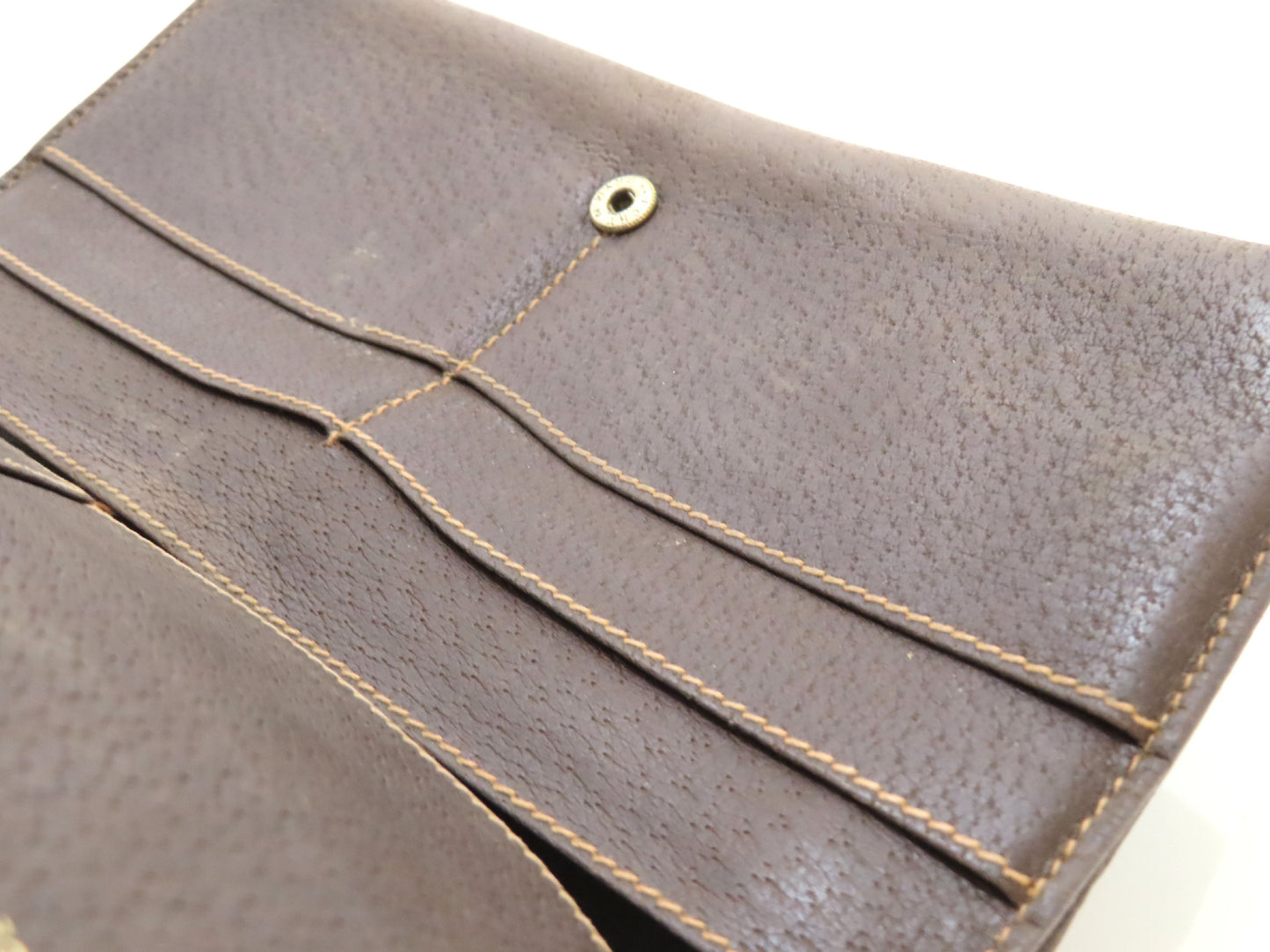 GUCCI Old Gucci GG Supreme x Leather Long Wallet 01 03 02 Brown Wallet