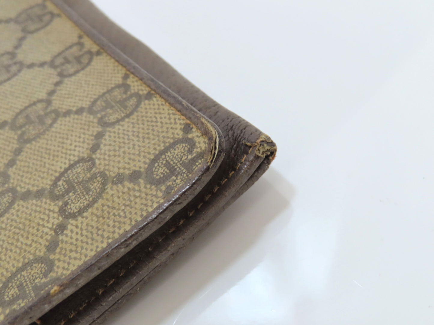 GUCCI Old Gucci GG Supreme x Leather Long Wallet 01 03 02 Brown Wallet