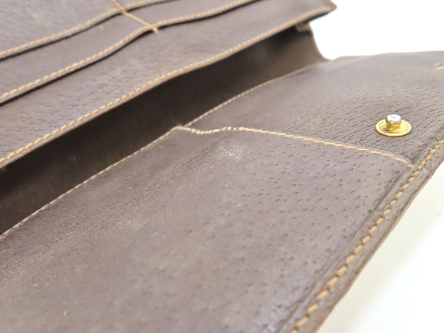 GUCCI Old Gucci GG Supreme x Leather Long Wallet 01 03 02 Brown Wallet