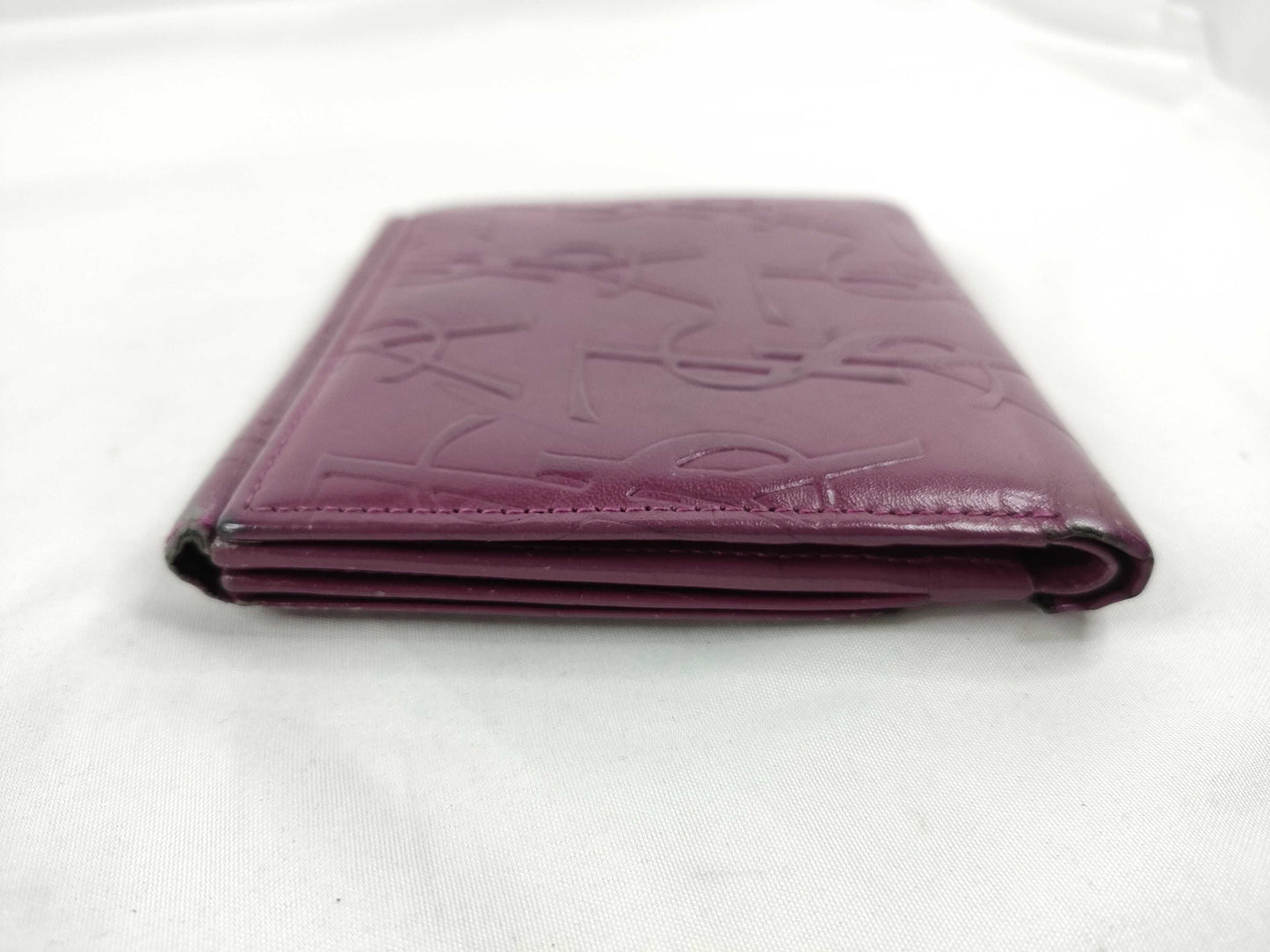 Yves Saint Laurent Leather Bifold Wallet Purple