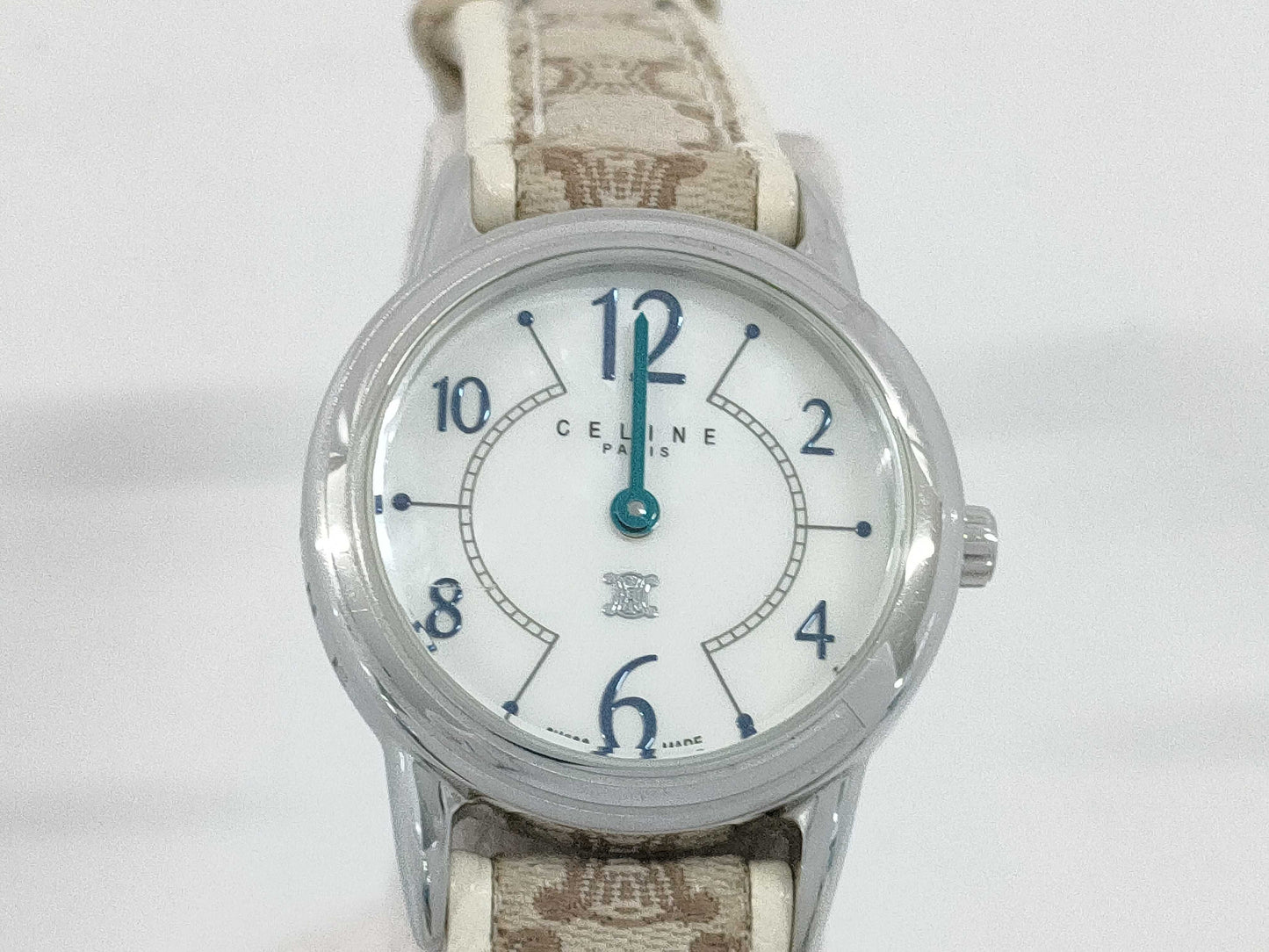 CELINE QZ Women's Watch with White Shell Dial, Not Working, No Operational Guarantee