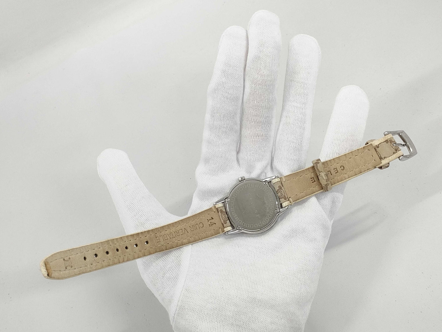 CELINE QZ Women's Watch with White Shell Dial, Not Working, No Operational Guarantee
