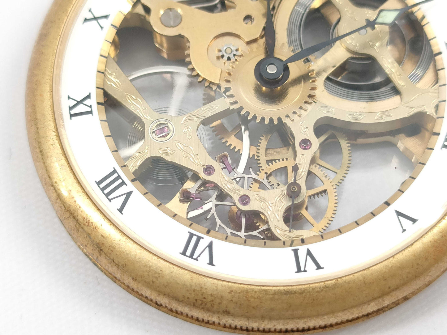 Guzet Hand-Wound Skeleton Dial Pocket Watch