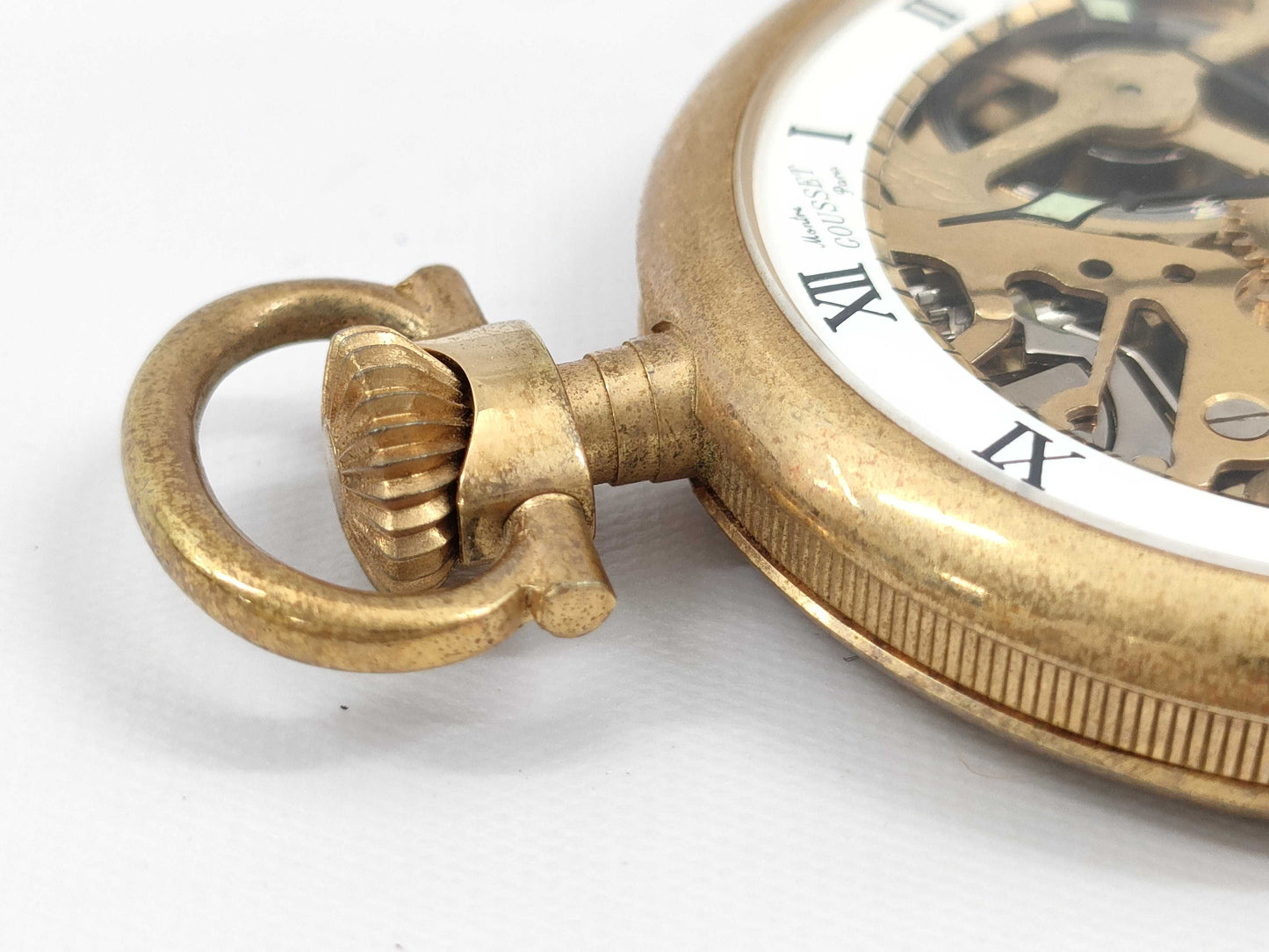 Guzet Hand-Wound Skeleton Dial Pocket Watch
