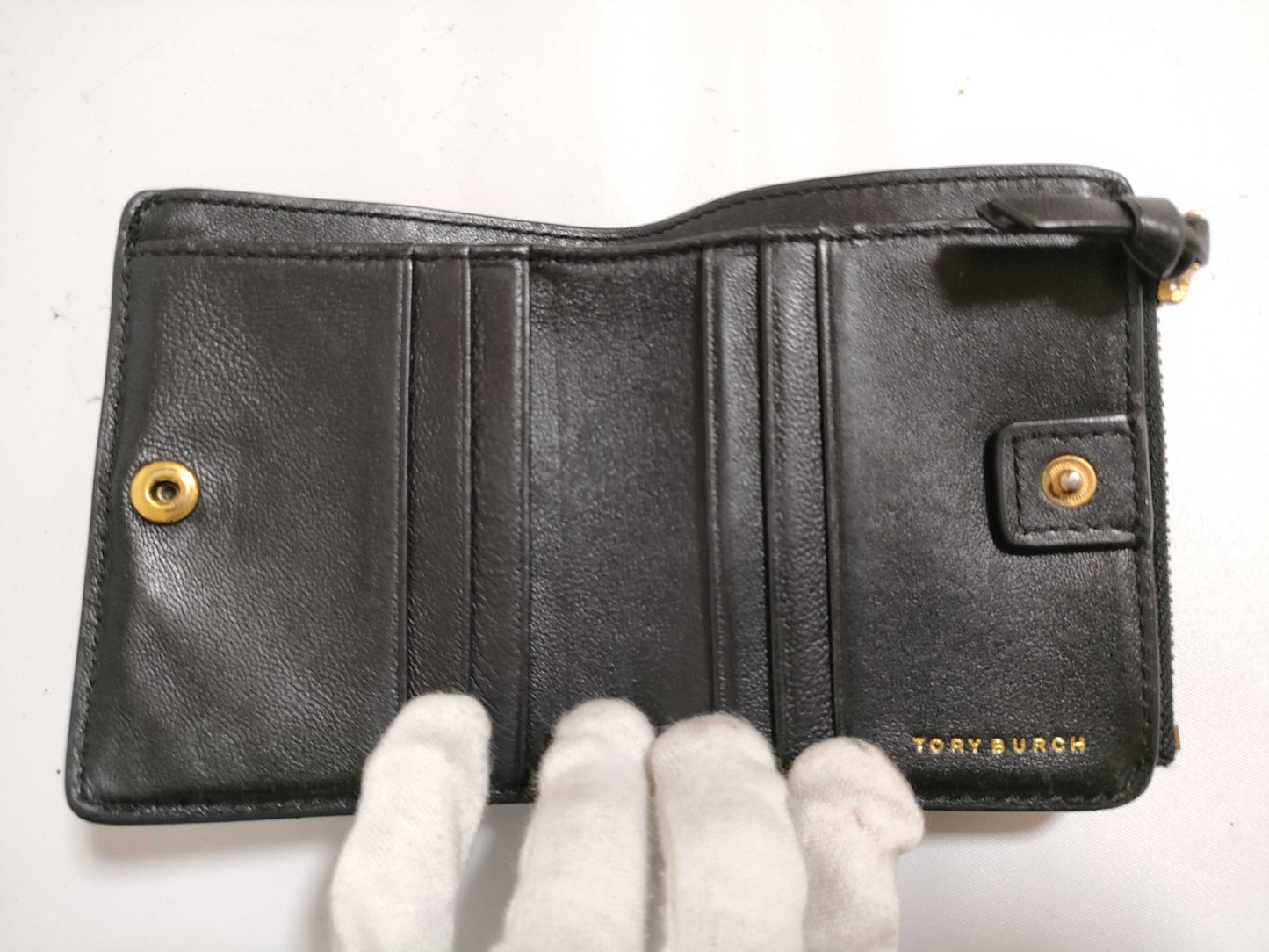 Tory Burch Logo Leather Bifold Wallet Black