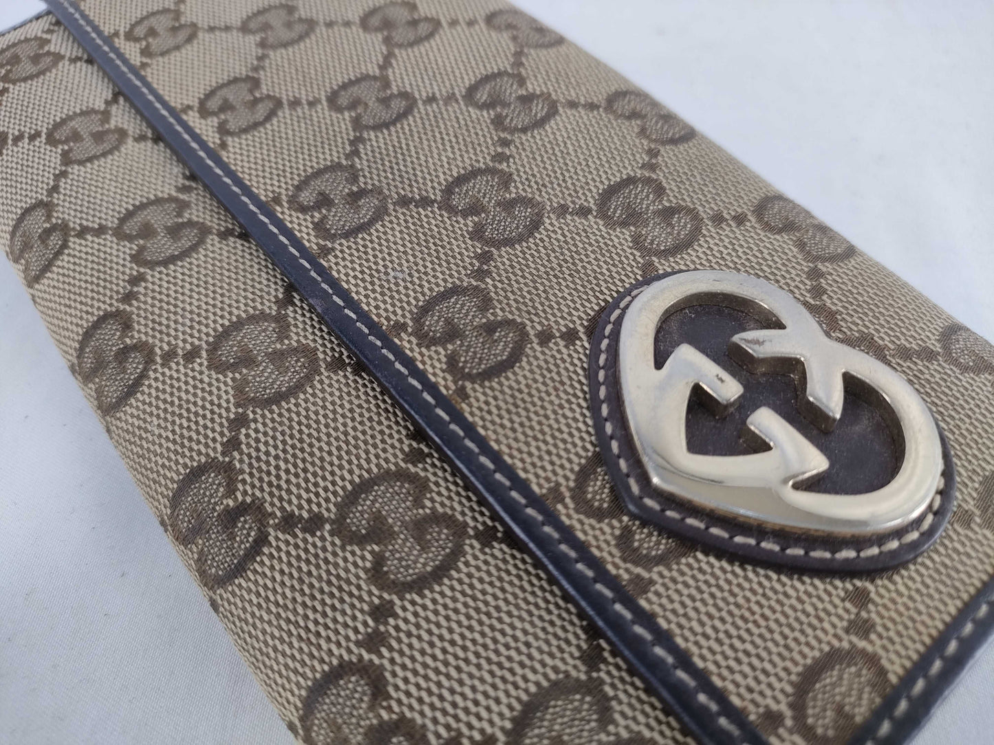 GUCCI Lovely Heart Double-Hook GG Canvas Long Wallet 245723/3661 Wallet
