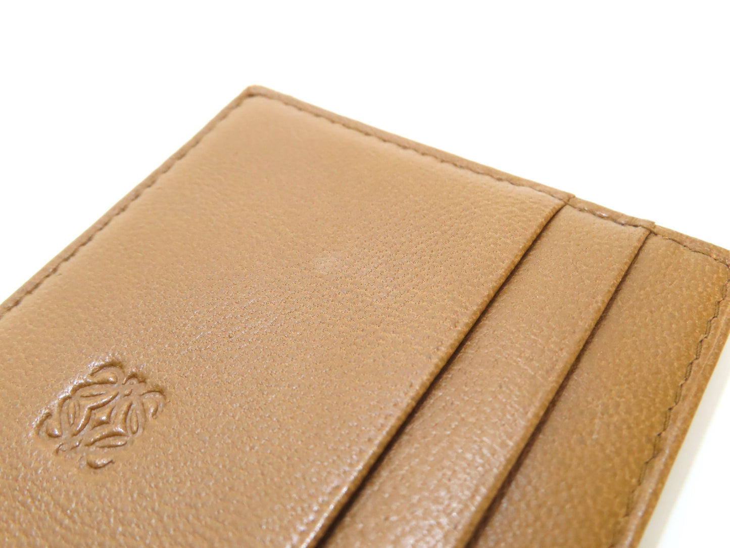 LOEWE Anagram Leather Card Case, Brown