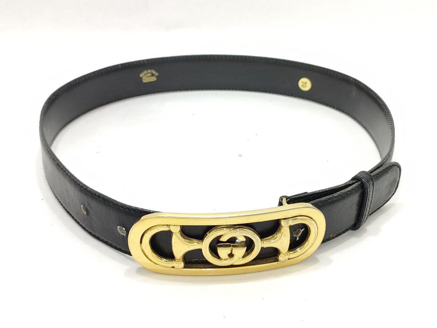GUCCI Old Gucci Horsebit Leather Belt Black Belt