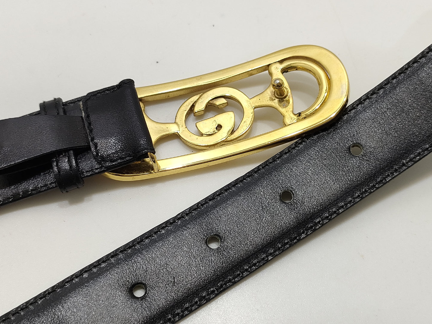 GUCCI Old Gucci Horsebit Leather Belt Black Belt