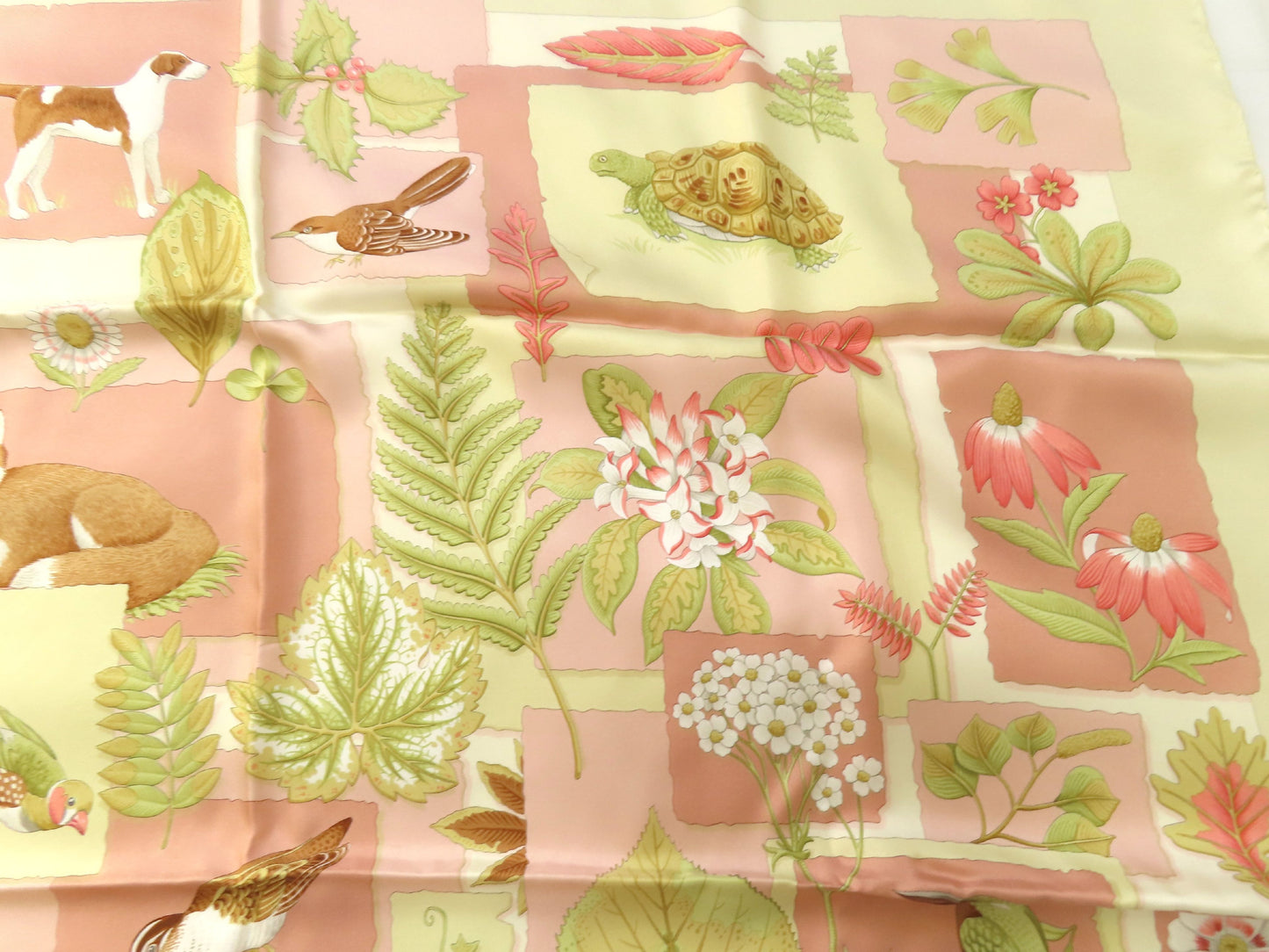 Salvatore Ferragamo Silk Scarf Ivory x Pink Scarf
