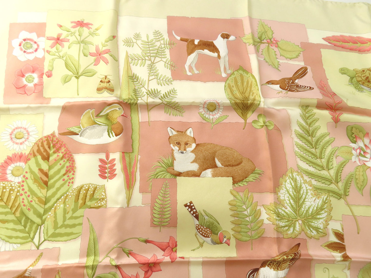 Salvatore Ferragamo Silk Scarf Ivory x Pink Scarf