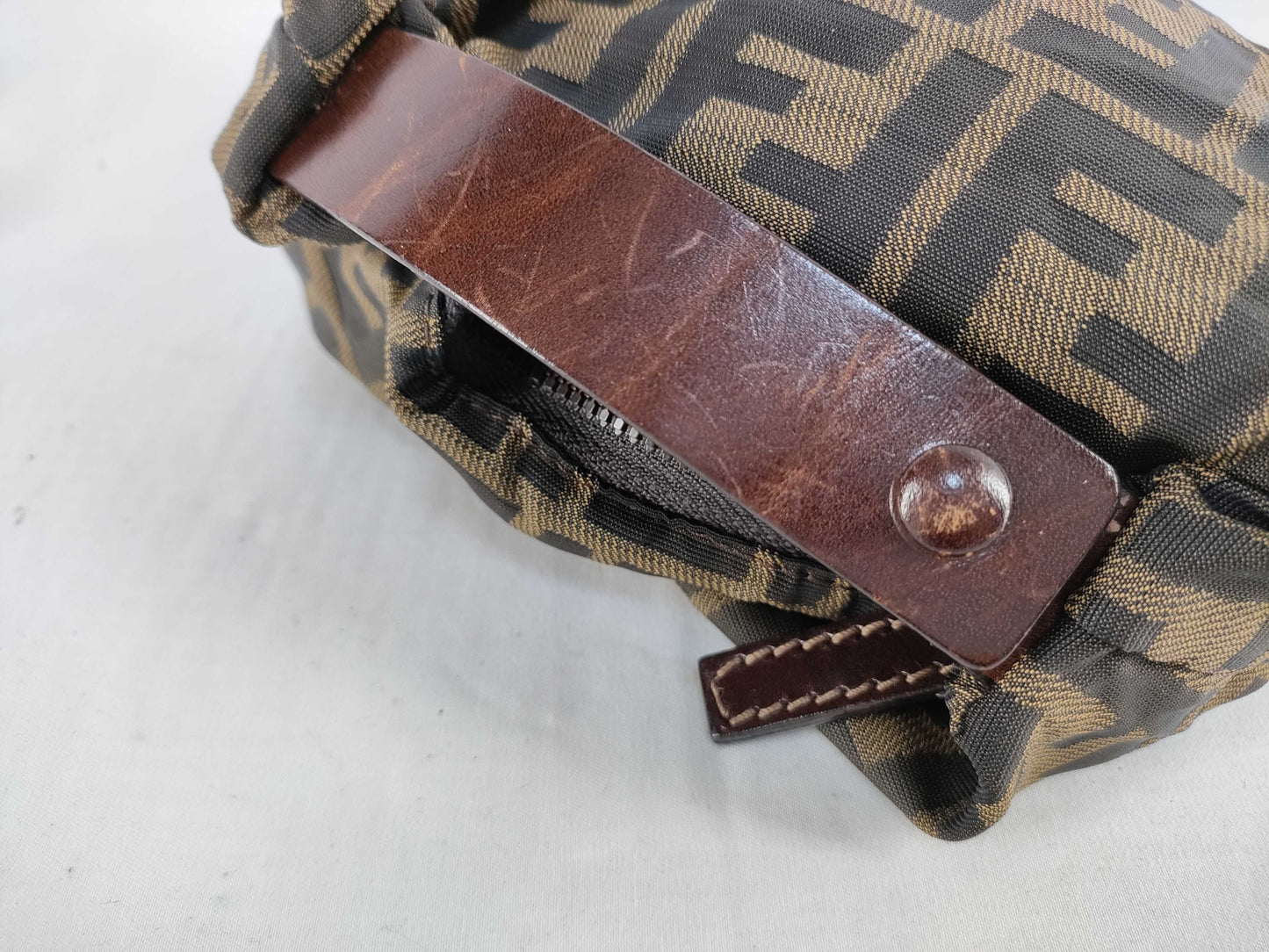 FENDI Zucca Nylon Canvas Pouch 2351-265400/99 Khaki x Black Pouch