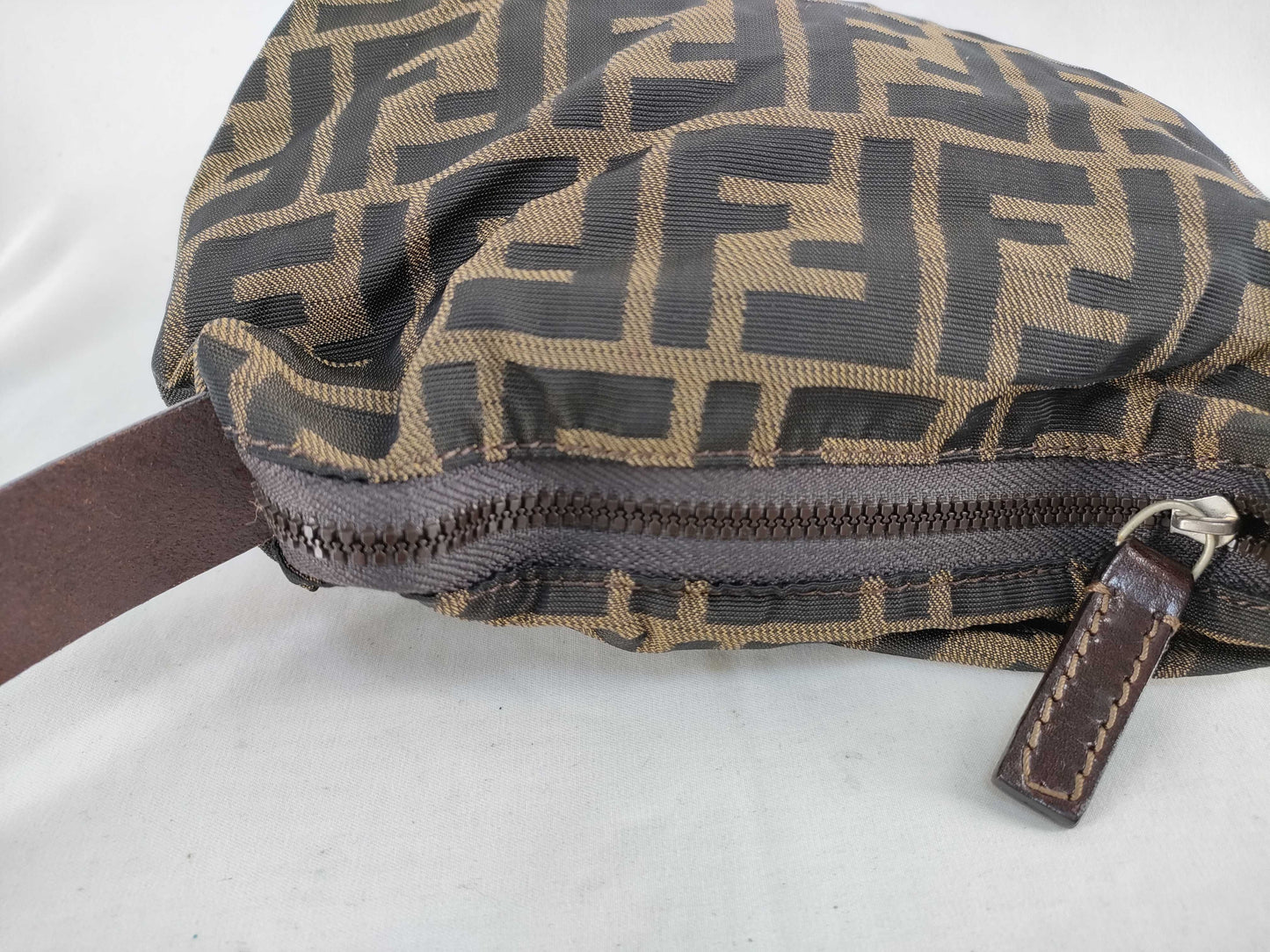 FENDI Zucca Nylon Canvas Pouch 2351-265400/99 Khaki x Black Pouch