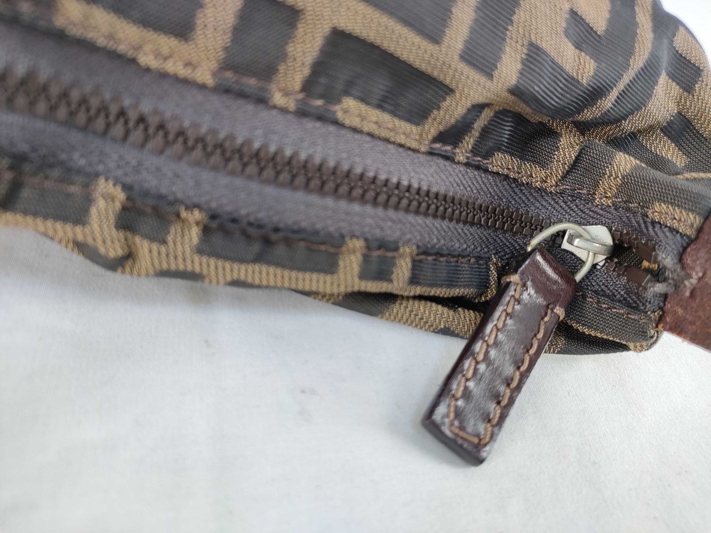 FENDI Zucca Nylon Canvas Pouch 2351-265400/99 Khaki x Black Pouch