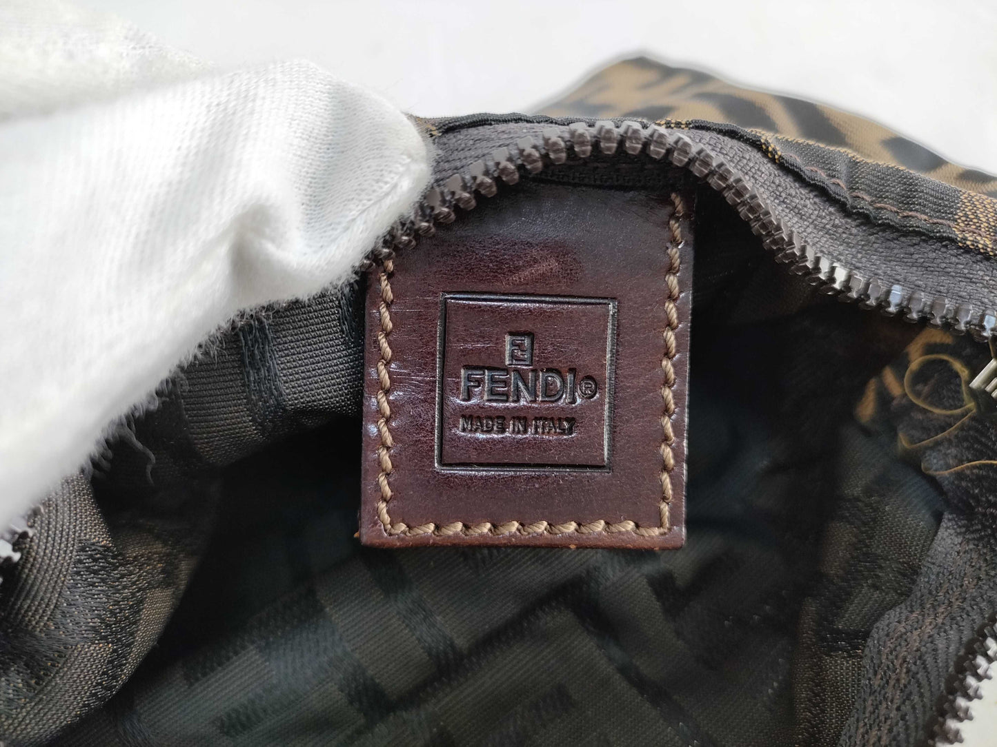 FENDI Zucca Nylon Canvas Pouch 2351-265400/99 Khaki x Black Pouch