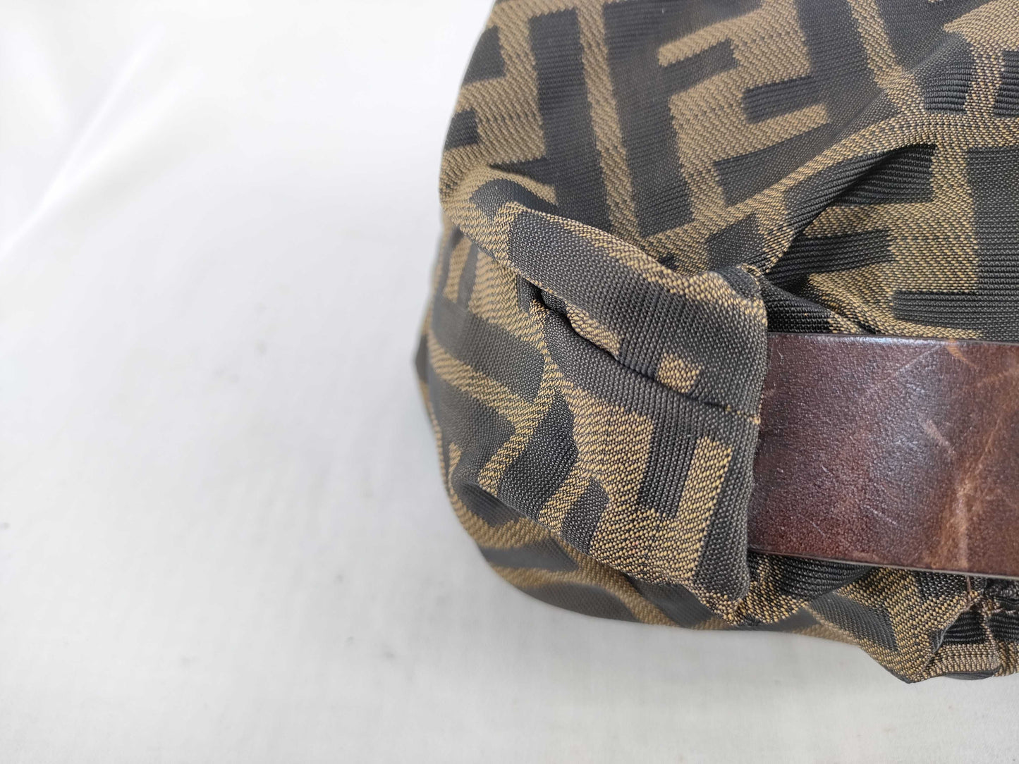 FENDI Zucca Nylon Canvas Pouch 2351-265400/99 Khaki x Black Pouch