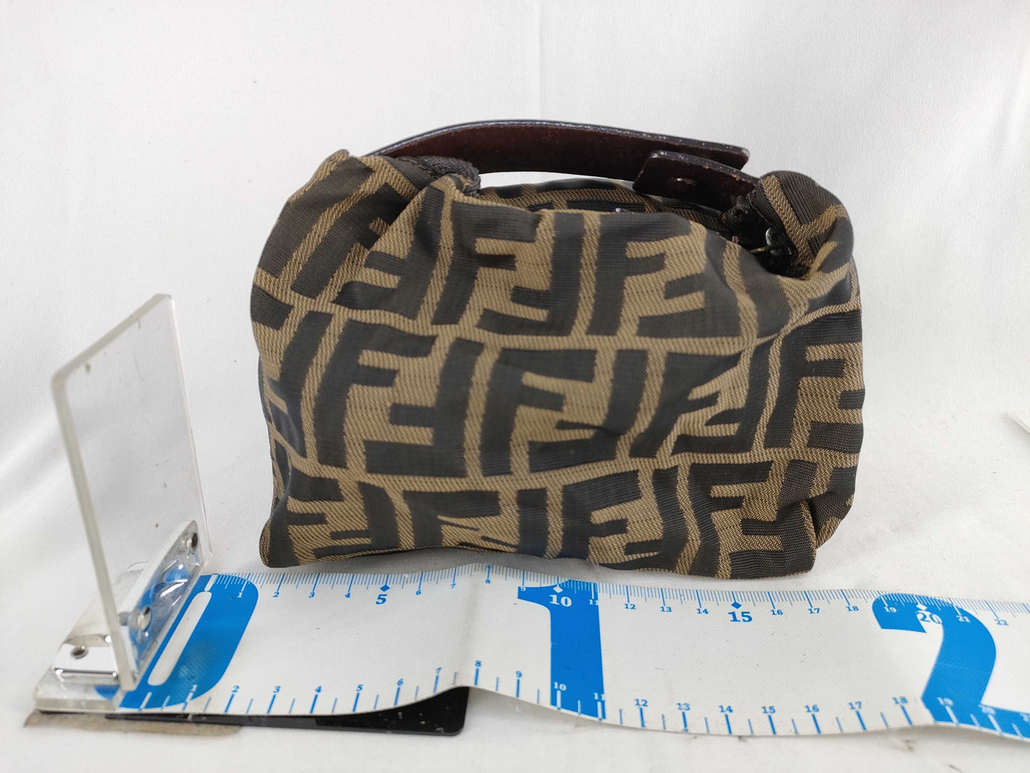 FENDI Zucca Nylon Canvas Pouch 2351-265400/99 Khaki x Black Pouch