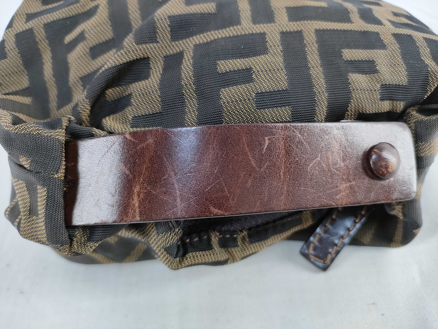 FENDI Zucca Nylon Canvas Pouch 2351-265400/99 Khaki x Black Pouch
