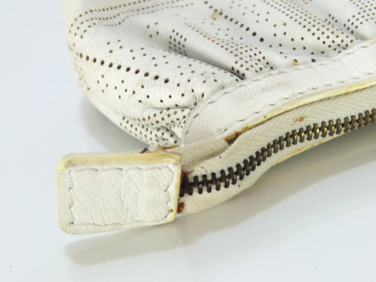 FENDI Zucca pattern leather pouch white pouch