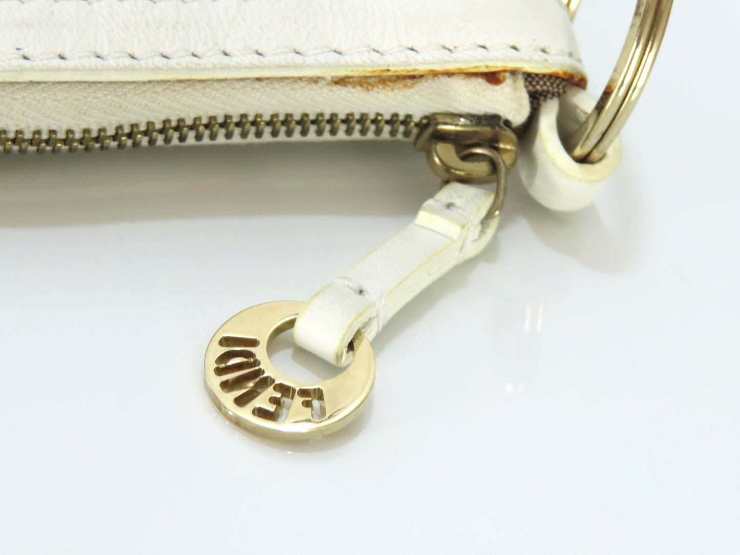 FENDI Zucca pattern leather pouch white pouch