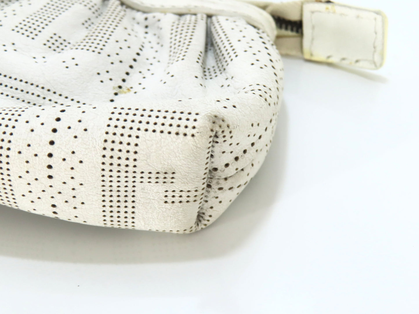 FENDI Zucca pattern leather pouch white pouch