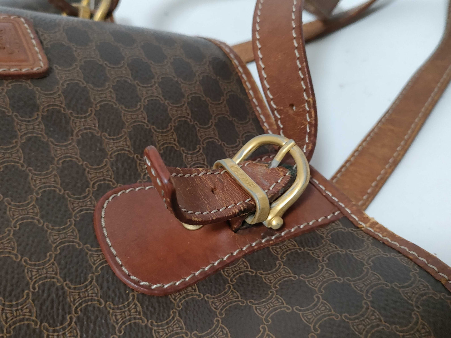 CELINE Macadam PVC and Leather Tote Bag M94 Brown