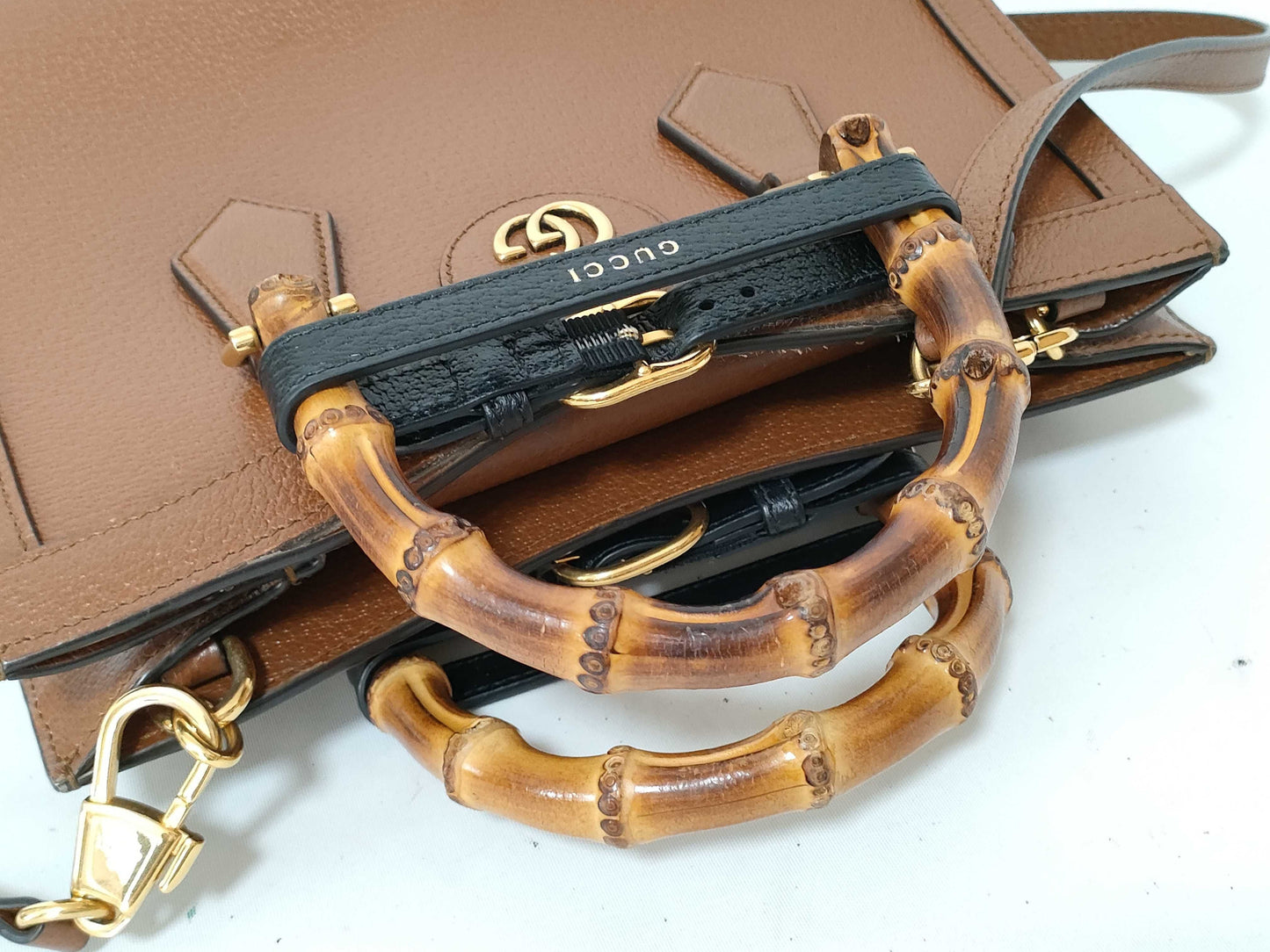 GUCCI Bamboo Sherry Line GG Marmont Leather 2-Way Handbag 702721/493073 Brown Handbag