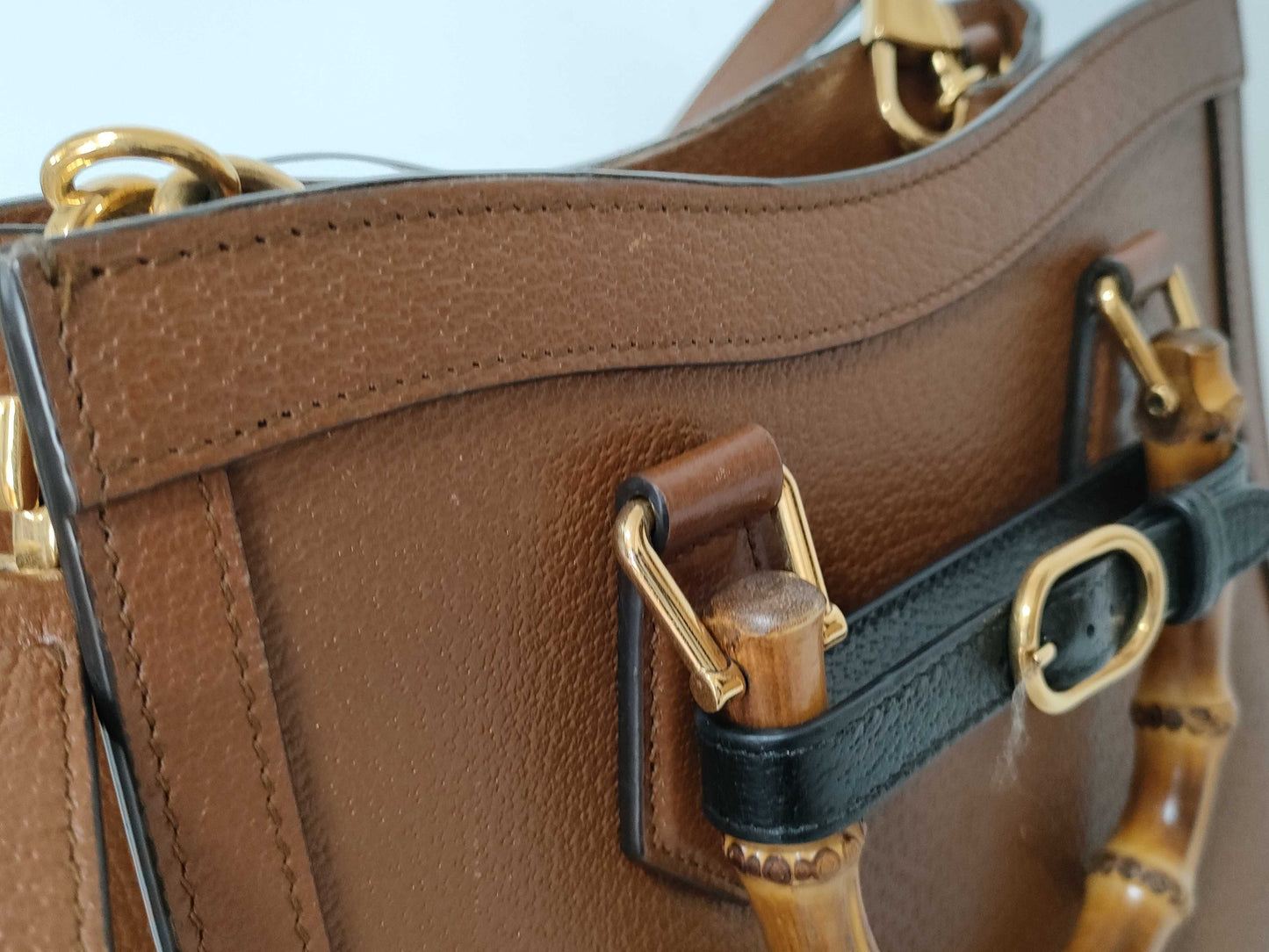 GUCCI Bamboo Sherry Line GG Marmont Leather 2-Way Handbag 702721/493073 Brown Handbag