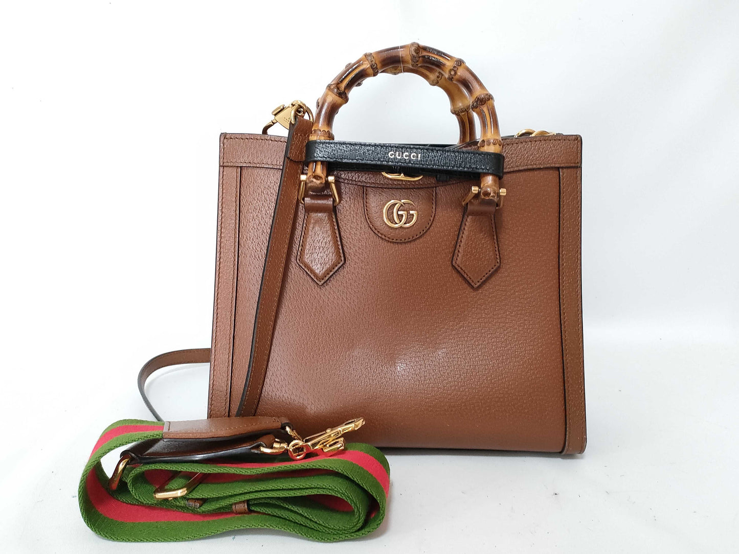 GUCCI Bamboo Sherry Line GG Marmont Leather 2-Way Handbag 702721/493073 Brown Handbag