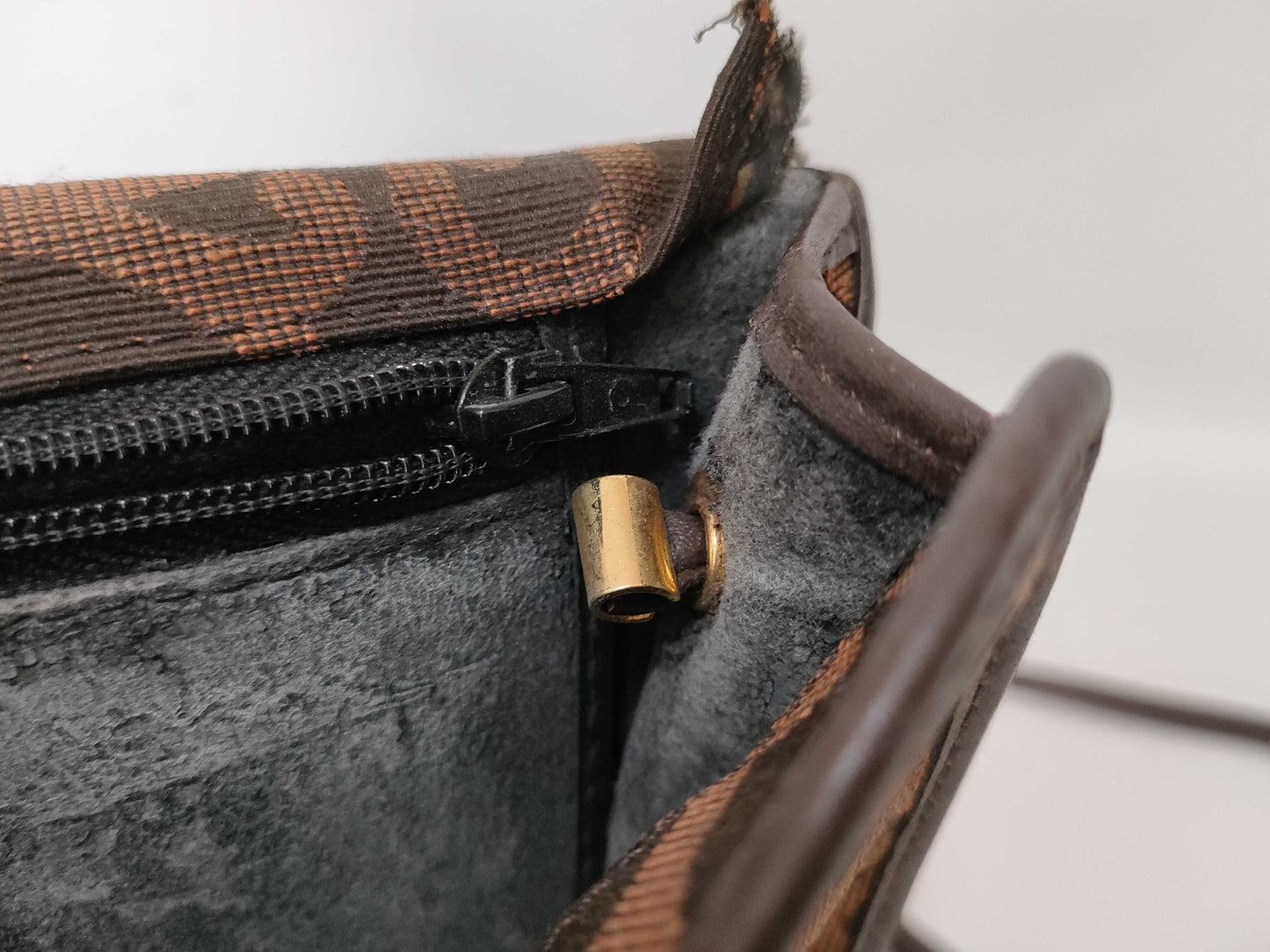 Yves Saint Laurent Canvas Shoulder Bag Brown