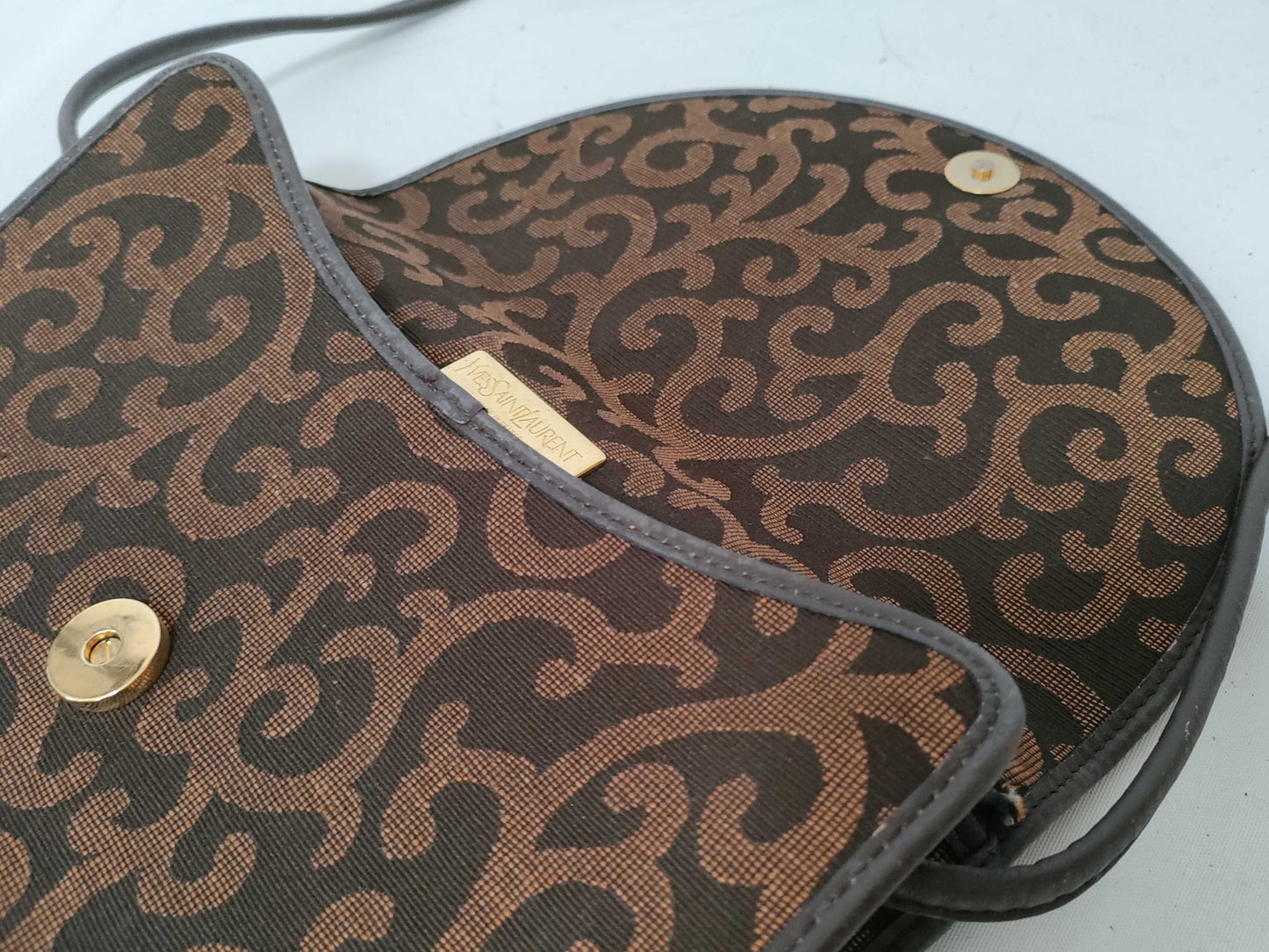 Yves Saint Laurent Canvas Shoulder Bag Brown