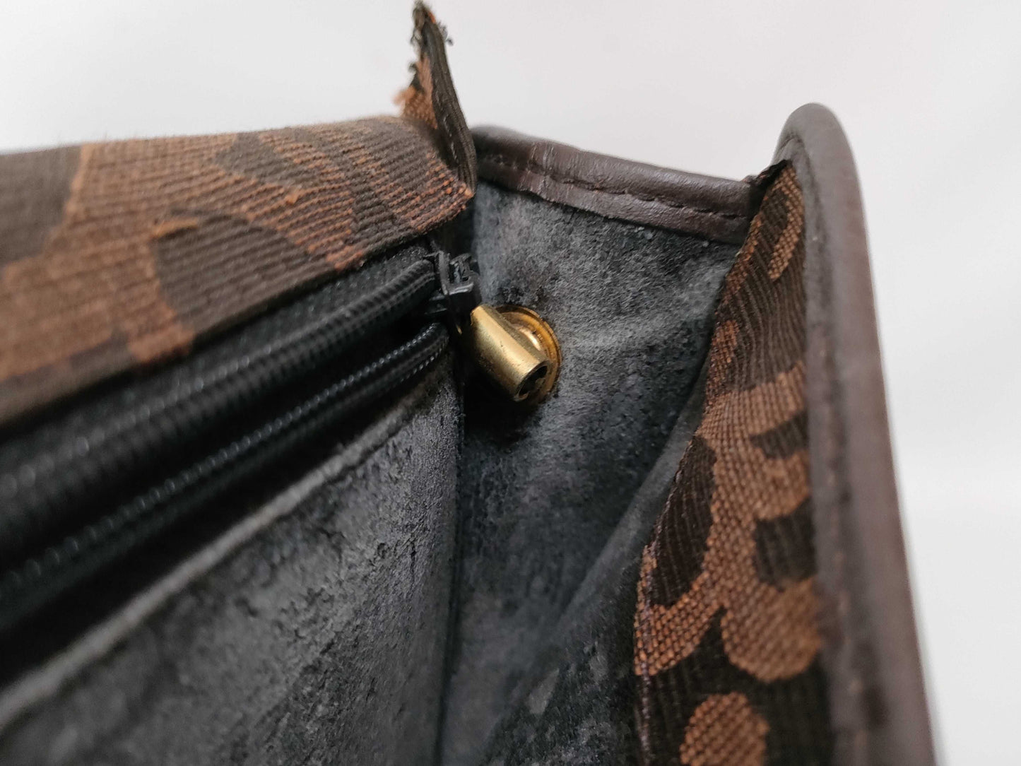 Yves Saint Laurent Canvas Shoulder Bag Brown