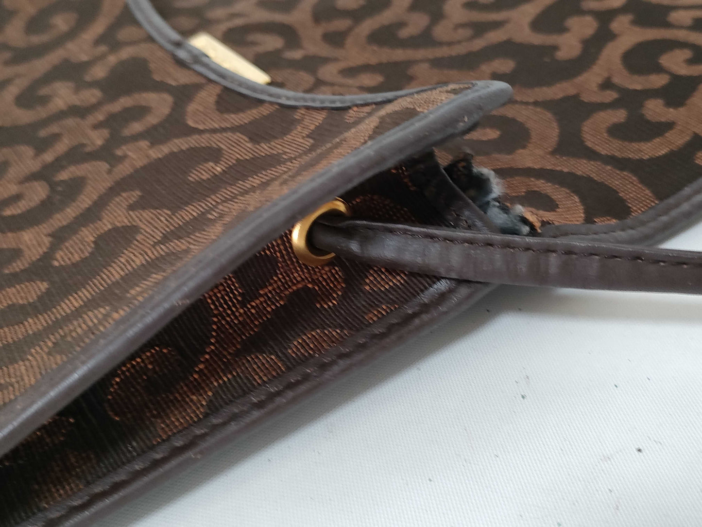 Yves Saint Laurent Canvas Shoulder Bag Brown