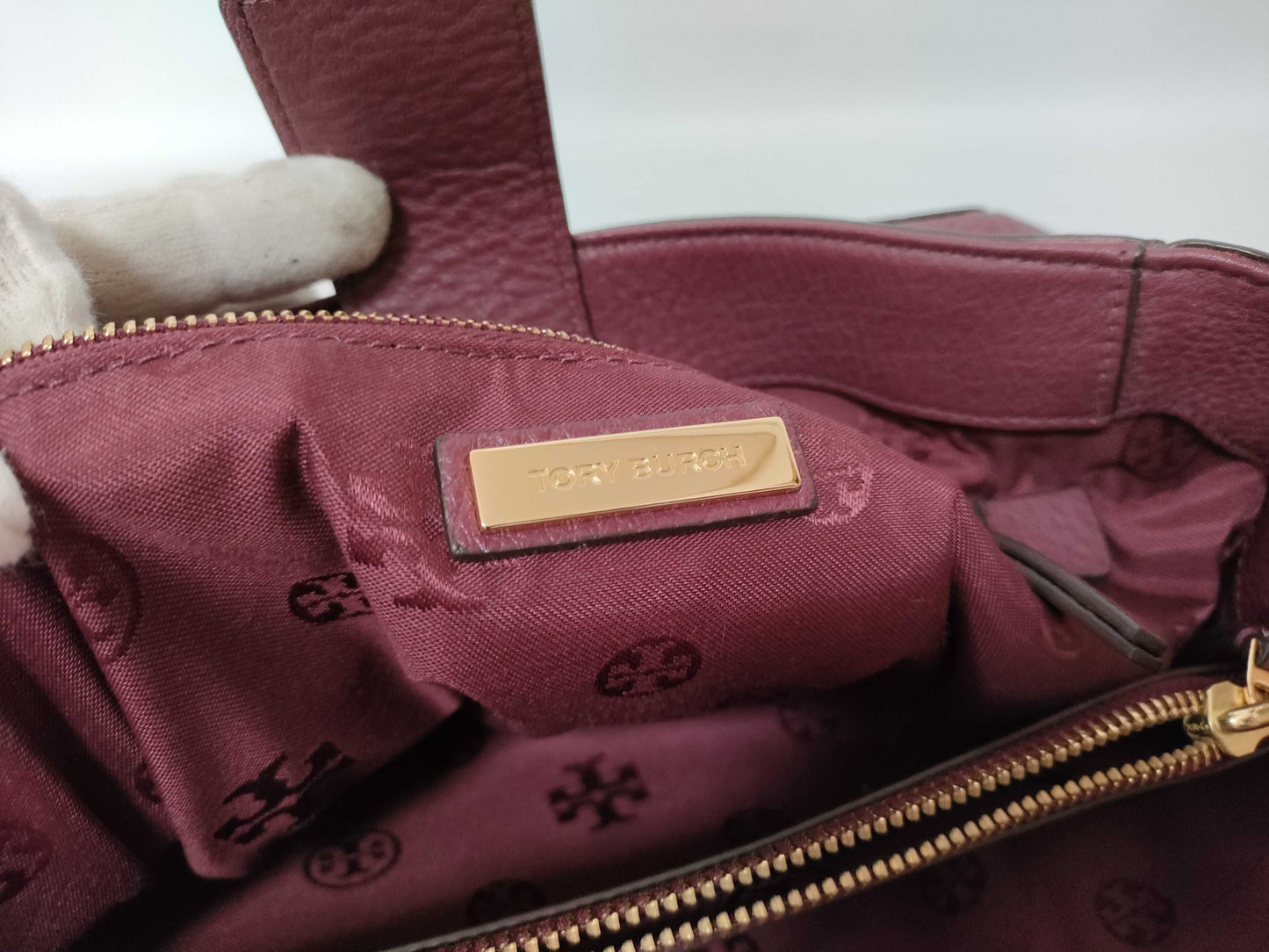 Tory Burch Leather Tote Bag, Wine Red