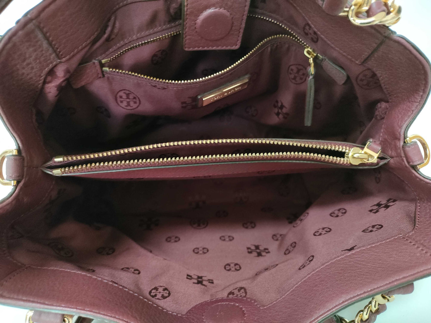 Tory Burch Leather Tote Bag, Wine Red