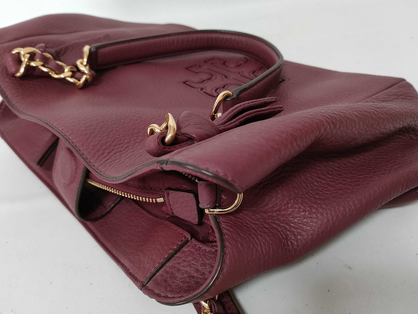 Tory Burch Leather Tote Bag, Wine Red
