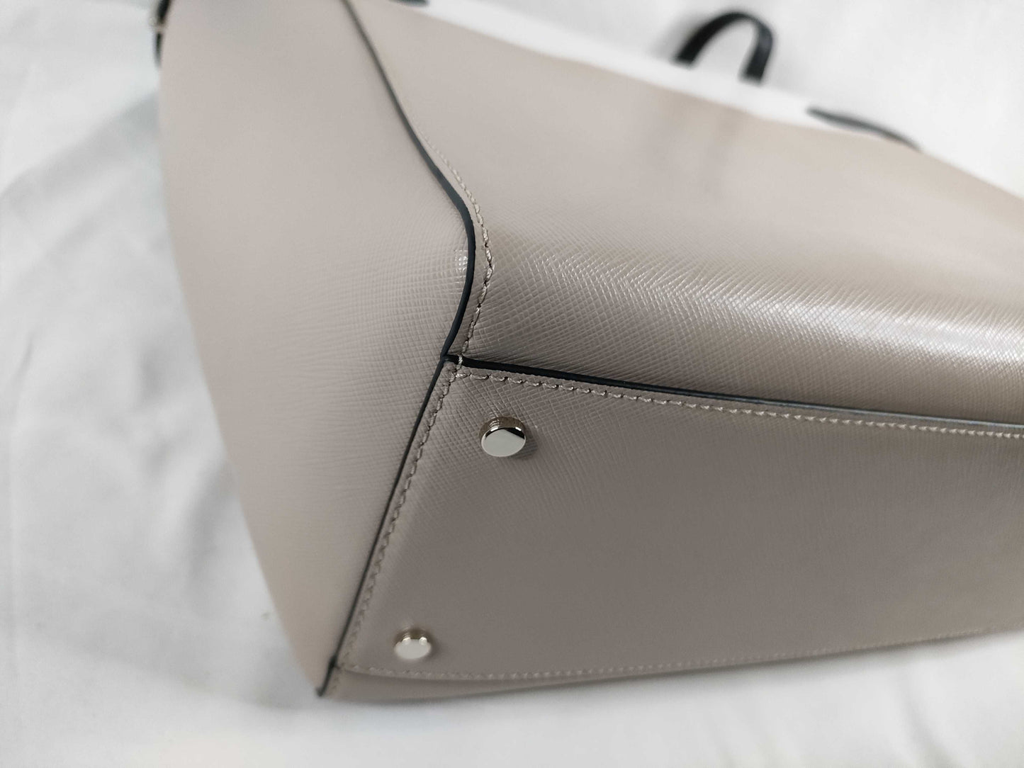 Kate Spade Leather Tote Bag, Pink Beige x White