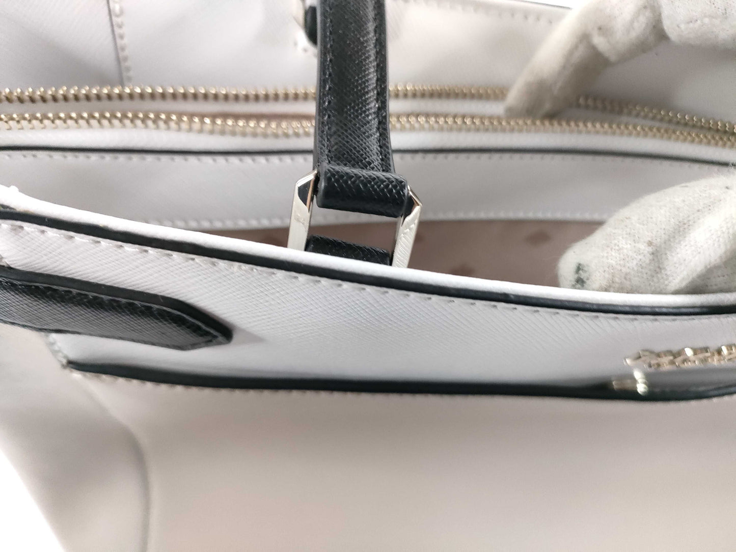 Kate Spade Leather Tote Bag, Pink Beige x White