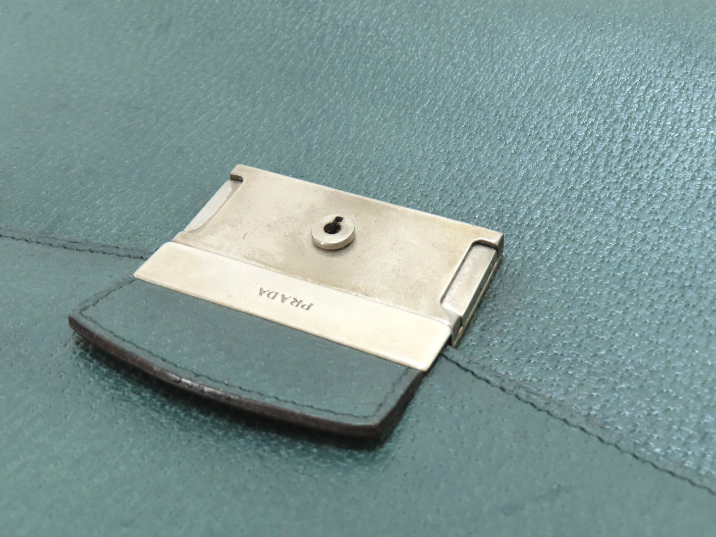 PRADA Prada Leather Business Bag Green Business Bag