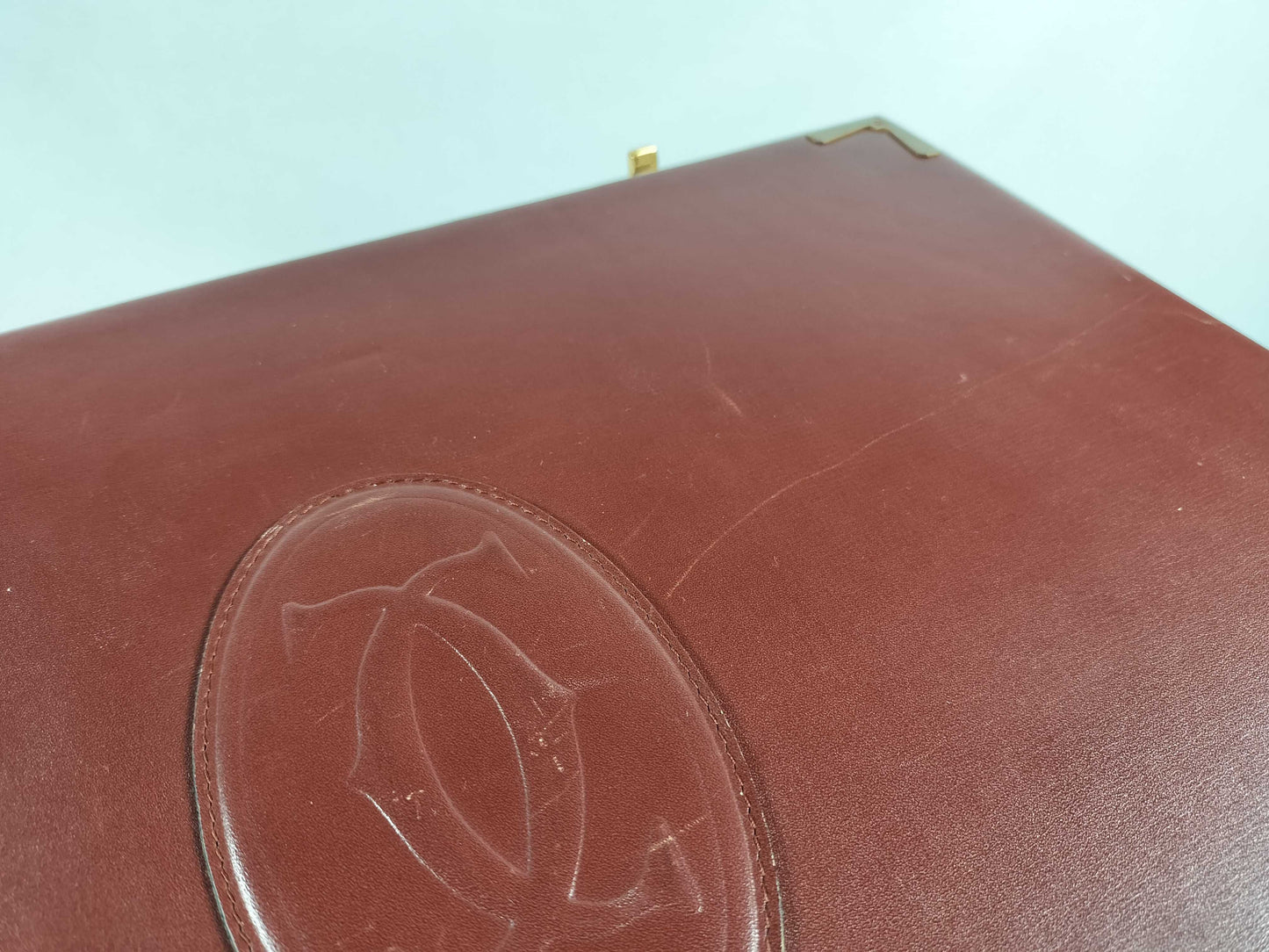 Cartier Must Line Leather Trunk Case Bordeaux Business Bag