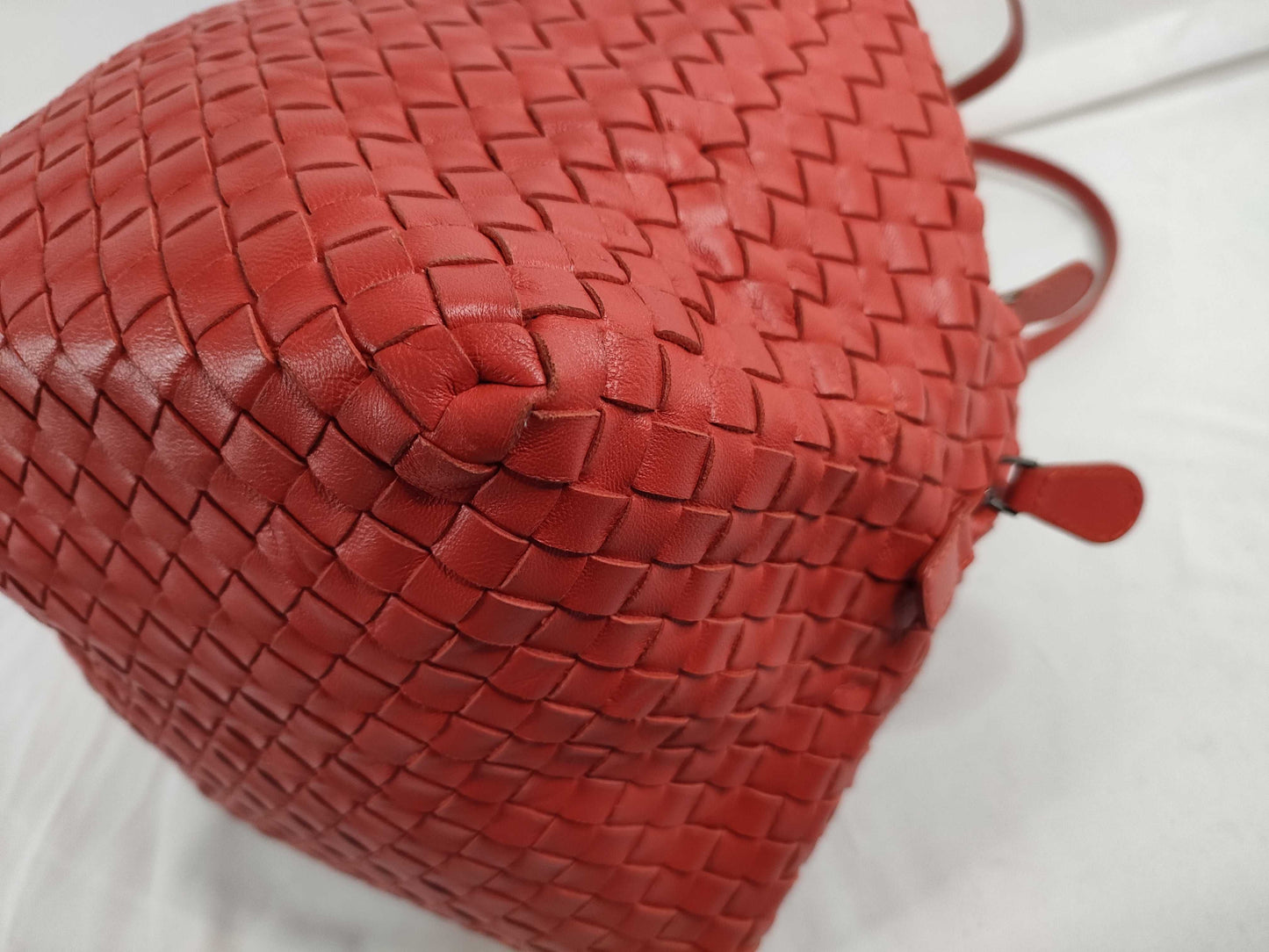 BOTTEGA VENETA Intrecciato Leather Shoulder Bag in Red