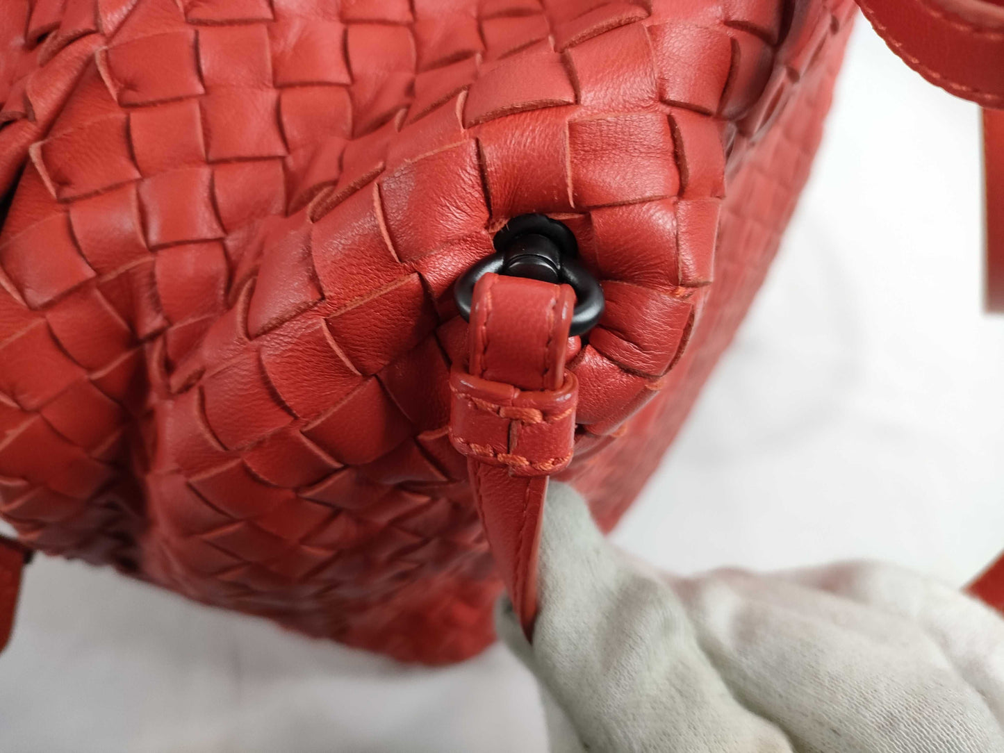 BOTTEGA VENETA Intrecciato Leather Shoulder Bag in Red