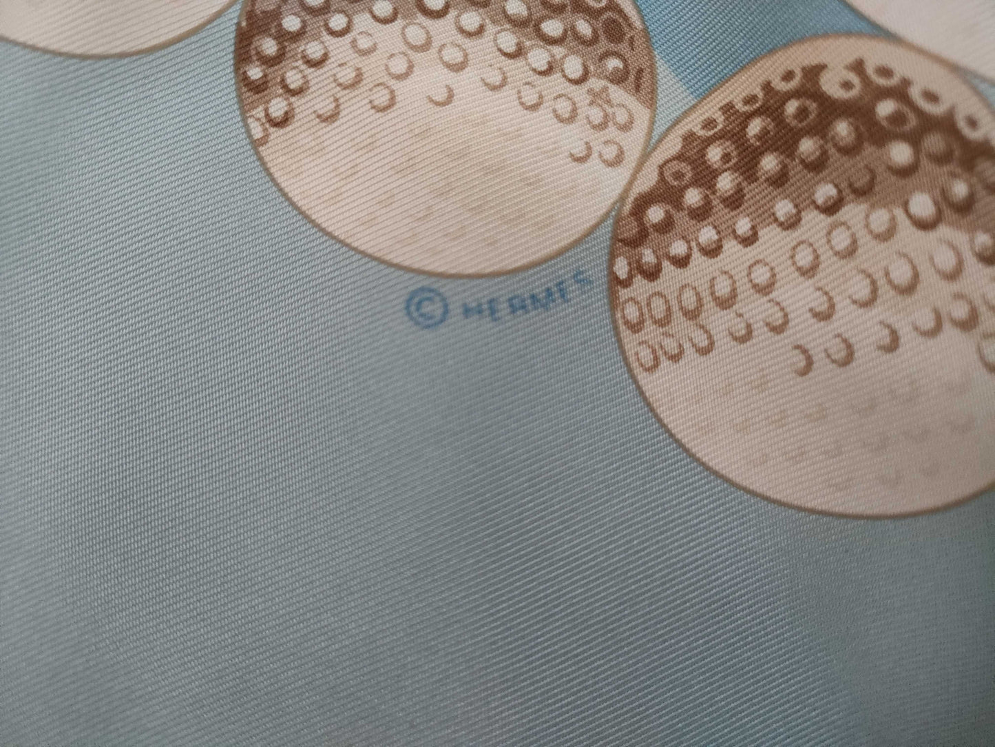 HERMES Carré 90 Golf Ball Silk Scarf Light Blue x White Other Accessories