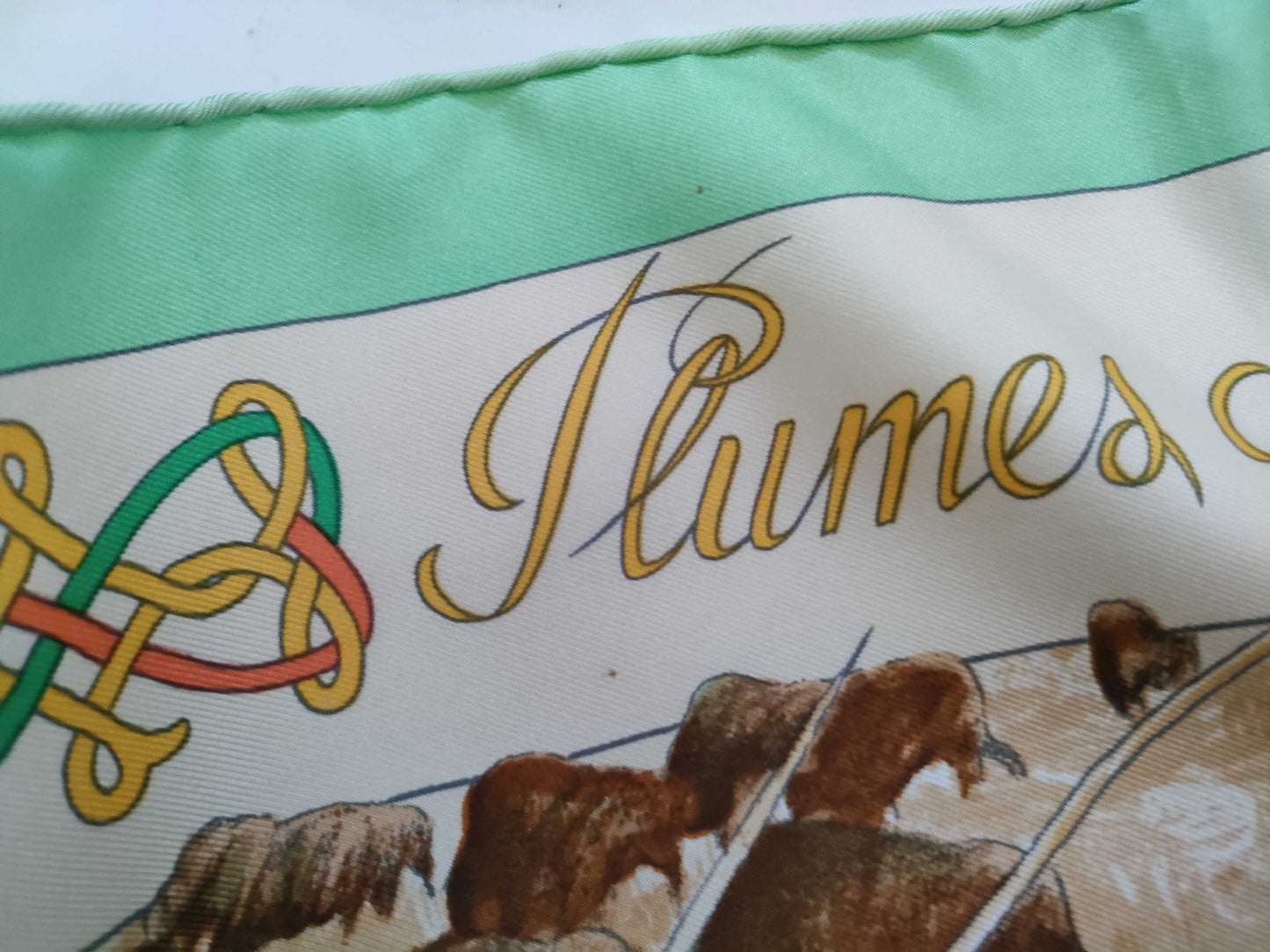 HERMES Carre 90 PLUMES DE LOUEST Silk Scarf Brown Other Accessories