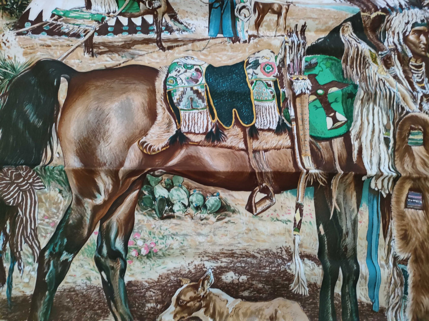 HERMES Carre 90 PLUMES DE LOUEST Silk Scarf Brown Other Accessories