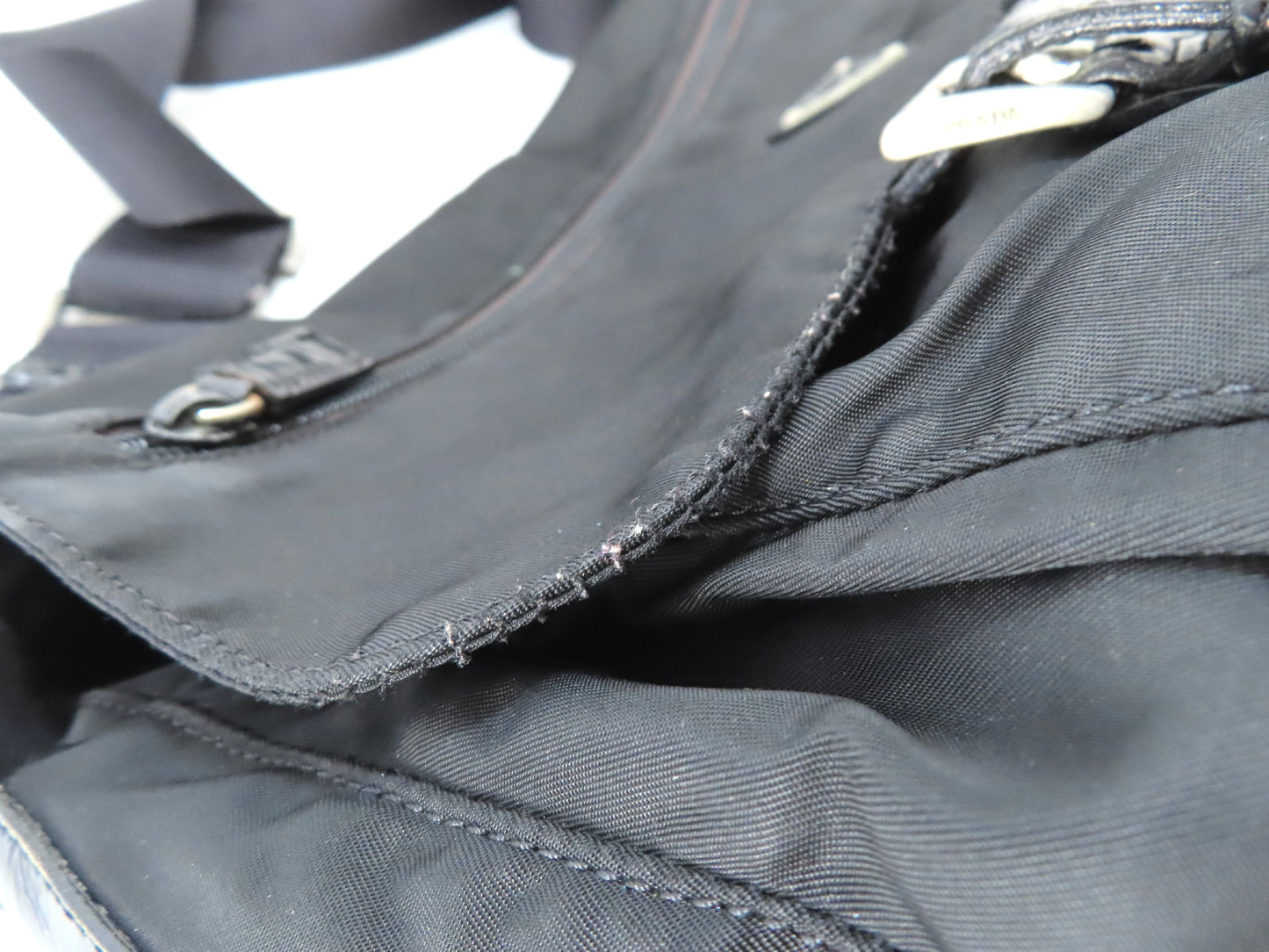 PRADA Prada Tessuto Shoulder Bag with Triangle Logo Plate, Black